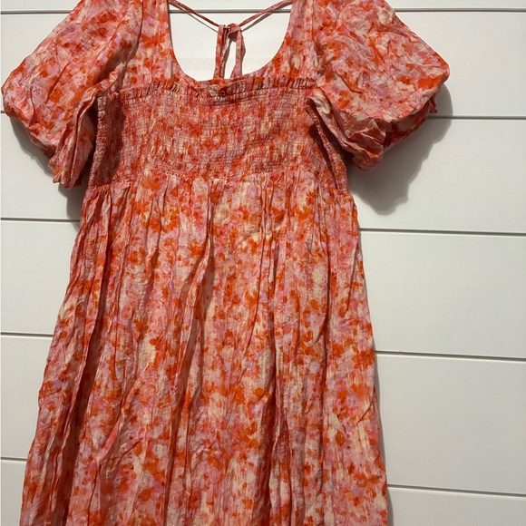 By Anthropologie Short-Sleeve Smocked Babydoll Midi Dress Size 1X - Picture 10 of 13